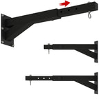 Wall-Mounted Punching Bag Bracket with Adjustable Distance, Swivel Hook, and Chains (45–65 cm) – Black
