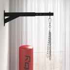 Wall-Mounted Punching Bag Bracket with Adjustable Distance, Swivel Hook, and Chains (45–65 cm) – Black