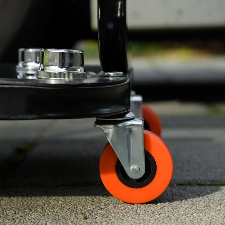 Mobile Workshop Stool with Wheels, Tool Tray, and Steel Frame – 100 kg Load Capacity – Red (for Garage)