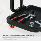 Mobile Workshop Stool with Wheels, Tool Tray, and Steel Frame – 100 kg Load Capacity – Red (for Garage)