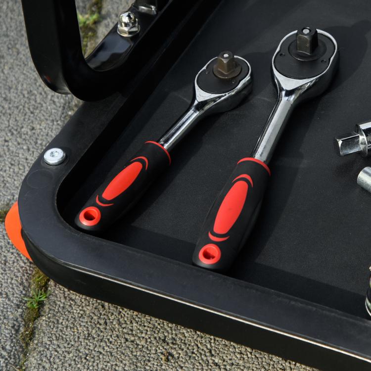 Mobile Workshop Stool with Wheels, Tool Tray, and Steel Frame – 100 kg Load Capacity – Red (for Garage)