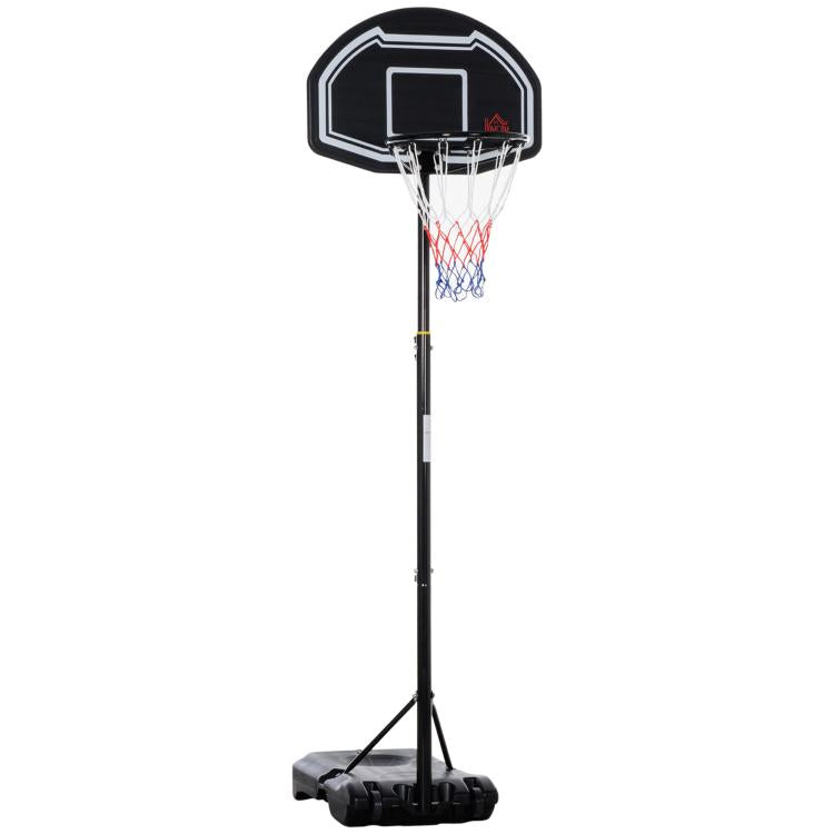 Height-Adjustable Outdoor Basketball Hoop (160–210 cm) with Wheels and Fillable Base – 76 x 48 x 254 cm – Black