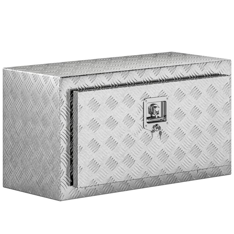96L Aluminum Tool Box with Lock, 2 Keys, and Side Handle, 76.2x35.5x40.6 cm, Silver