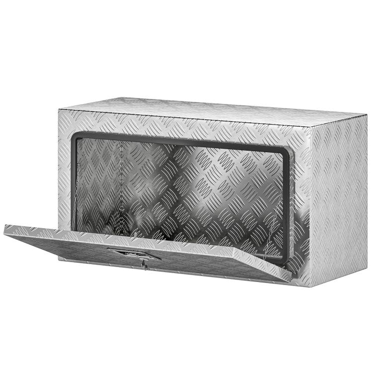 96L Aluminum Tool Box with Lock, 2 Keys, and Side Handle, 76.2x35.5x40.6 cm, Silver