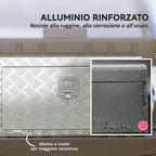 96L Aluminum Tool Box with Lock, 2 Keys, and Side Handle, 76.2x35.5x40.6 cm, Silver
