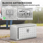 96L Aluminum Tool Box with Lock, 2 Keys, and Side Handle, 76.2x35.5x40.6 cm, Silver