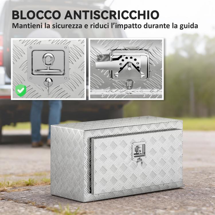 96L Aluminum Tool Box with Lock, 2 Keys, and Side Handle, 76.2x35.5x40.6 cm, Silver
