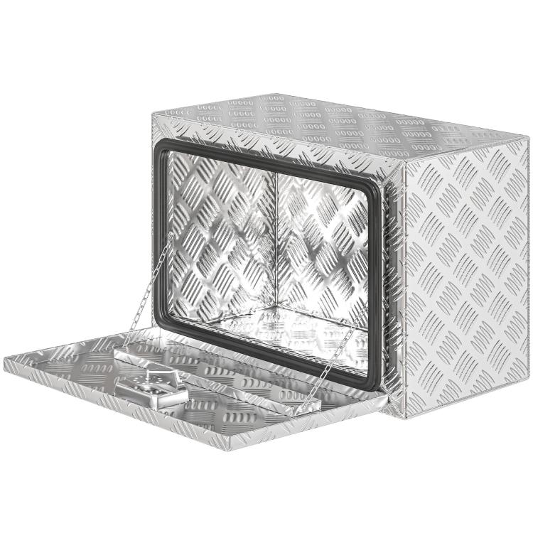 76L Aluminum Tool Box with Lock, 2 Keys and Side Handle, 60.9x35.5x40.6 cm, Silver