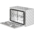 76L Aluminum Tool Box with Lock, 2 Keys and Side Handle, 60.9x35.5x40.6 cm, Silver