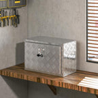 76L Aluminum Tool Box with Lock, 2 Keys and Side Handle, 60.9x35.5x40.6 cm, Silver