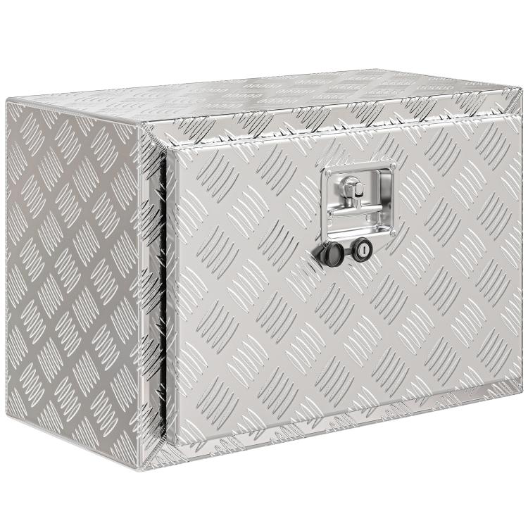 76L Aluminum Tool Box with Lock, 2 Keys and Side Handle, 60.9x35.5x40.6 cm, Silver