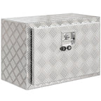 76L Aluminum Tool Box with Lock, 2 Keys and Side Handle, 60.9x35.5x40.6 cm, Silver