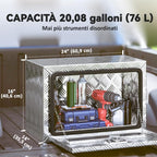 76L Aluminum Tool Box with Lock, 2 Keys and Side Handle, 60.9x35.5x40.6 cm, Silver