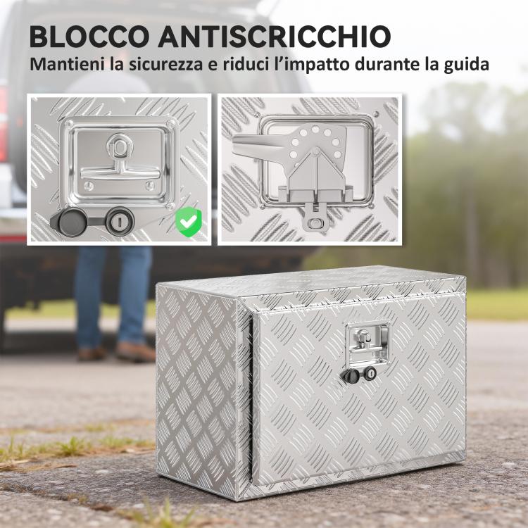 76L Aluminum Tool Box with Lock, 2 Keys and Side Handle, 60.9x35.5x40.6 cm, Silver