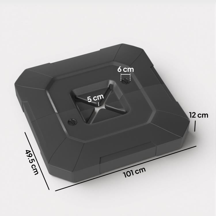 2PCS/Set Water-Fillable HDPE Base Set for Cantilever Parasol, 101x101x12 cm, Black