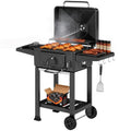 Charcoal Barbecue Cart Garden Grill with XXL Lid, Charcoal Tray and Adjustable Vents, 112cm, Black