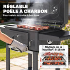 Charcoal Barbecue Cart Garden Grill with XXL Lid, Charcoal Tray and Adjustable Vents, 112cm, Black