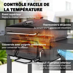 Charcoal Barbecue Cart Garden Grill with XXL Lid, Charcoal Tray and Adjustable Vents, 112cm, Black