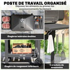 Charcoal Barbecue Cart Garden Grill with XXL Lid, Charcoal Tray and Adjustable Vents, 112cm, Black
