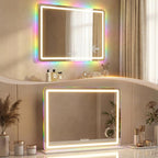 80x60cm lighted makeup mirror, dimmable LED vanity mirror, RGB lighting, 3 color temperatures, white — view 11
