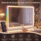 80x60cm lighted makeup mirror, dimmable LED vanity mirror, RGB lighting, 3 color temperatures, white — view 6