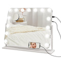 LED-lit Makeup Mirror with Adjustable Brightness, Magnification, USB Charging, and 360-degree Rotation, 63 x 50 cm