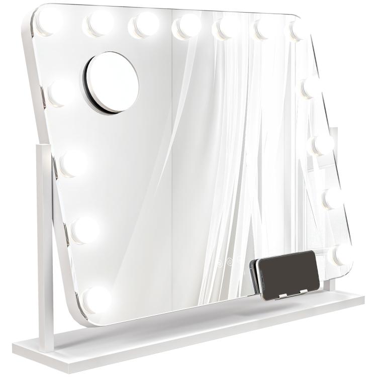 LED-lit Makeup Mirror with Adjustable Brightness, Magnification, USB Charging, and 360-degree Rotation, 63 x 50 cm — view 2
