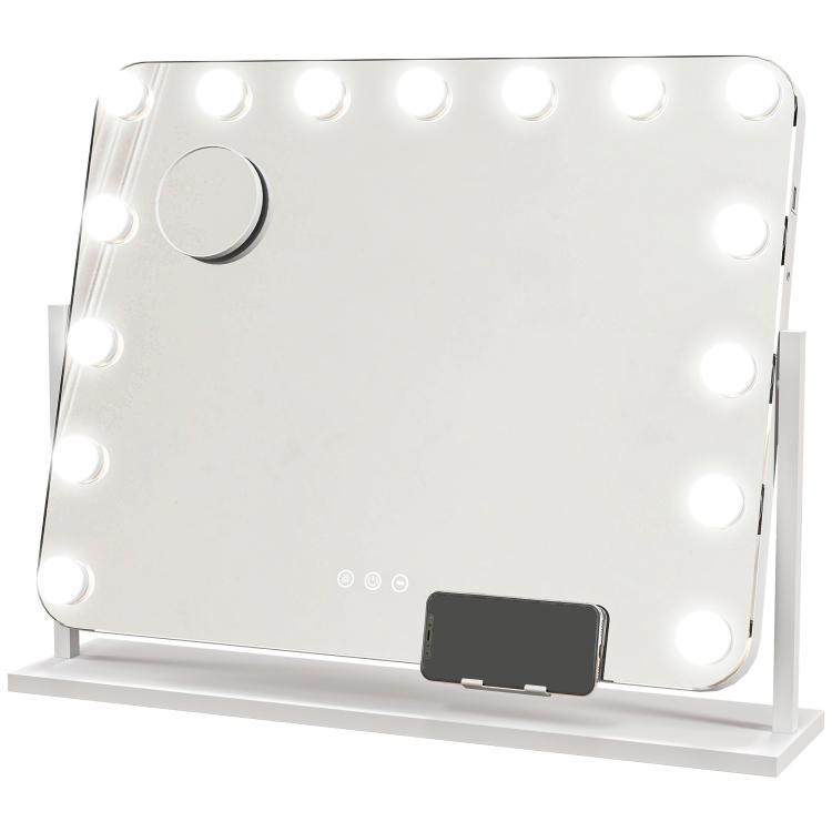 LED-lit Makeup Mirror with Adjustable Brightness, Magnification, USB Charging, and 360-degree Rotation, 63 x 50 cm — view 12