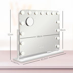 LED-lit Makeup Mirror with Adjustable Brightness, Magnification, USB Charging, and 360-degree Rotation, 63 x 50 cm — view 5