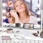 LED-lit Makeup Mirror with Adjustable Brightness, Magnification, USB Charging, and 360-degree Rotation, 63 x 50 cm — view 7