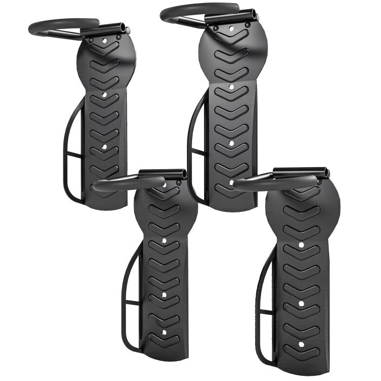 Set of 4 wall-mounted bike racks, wall hooks for bike hangers, for indoor and outdoor use, 25.5 x 10.5 x 4 cm, black