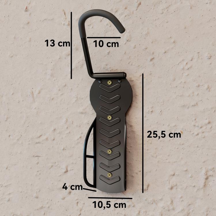 Set of 4 wall-mounted bike racks, wall hooks for bike hangers, for indoor and outdoor use, 25.5 x 10.5 x 4 cm, black