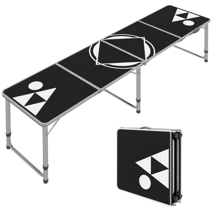 Folding camping table, lightweight, height-adjustable, aluminum frame, 240 x 60 x 54/62/70 cm, black