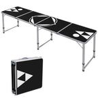 Folding camping table, lightweight, height-adjustable, aluminum frame, 240 x 60 x 54/62/70 cm, black