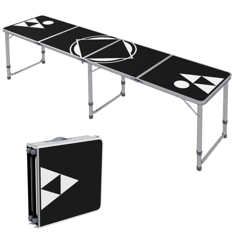 Folding camping table, lightweight, height-adjustable, aluminum frame, 240 x 60 x 54/62/70 cm, black
