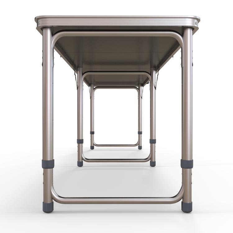 Folding camping table, lightweight, height-adjustable, aluminum frame, 240 x 60 x 54/62/70 cm, black