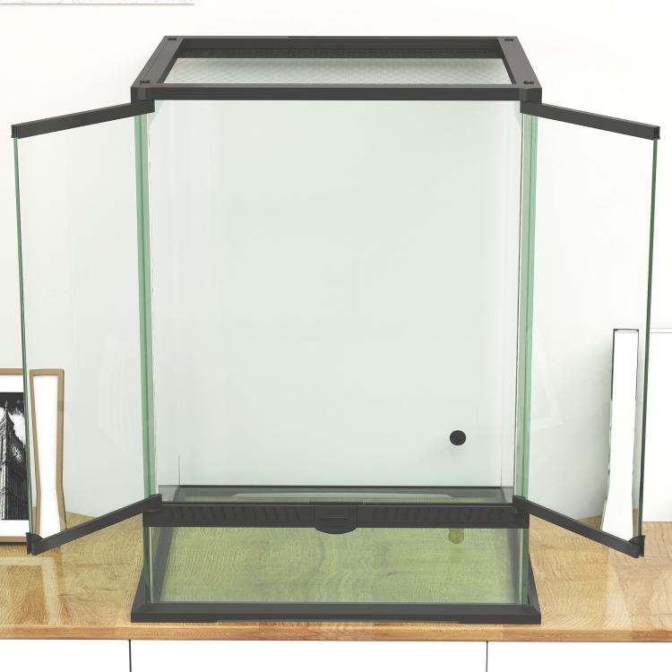 Terrarium, glass enclosure, lockable, cable management, 45x45x60cm, black — view 11