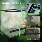 Terrarium, glass enclosure, lockable, cable management, 45x45x60cm, black — view 10
