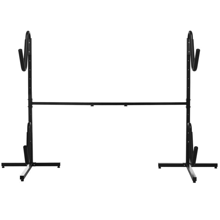Rack for 2 kayaks, surfboards, or stand-up paddleboards; metal frame; width-adjustable (144–180 cm).
