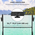 Rack for 2 kayaks, surfboards, or stand-up paddleboards; metal frame; width-adjustable (144–180 cm).