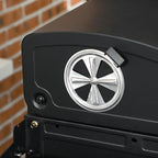 Gas BBQ Grill with Thermometer and Warming Plates, 161 x 54 x 103cm, Black Silver