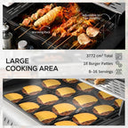 Gas BBQ Grill with Thermometer and Warming Plates, 161 x 54 x 103cm, Black Silver