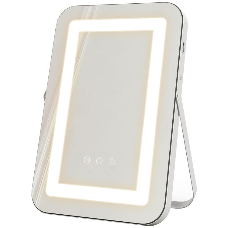Makeup Mirror with 3-Color Adjustable Lighting, USB Port, and 10x Magnifying Mirror, 31x41.5x3cm, White