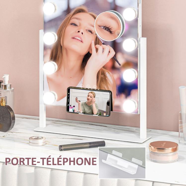 Hollywood mirror with 12 LED bulbs, adjustable brightness, 360 Degrees rotation, 10x magnification, touch control, white — view 6