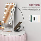 Hollywood mirror with 12 LED bulbs, adjustable brightness, 360 Degrees rotation, 10x magnification, touch control, white — view 7