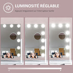 Hollywood mirror with 12 LED bulbs, adjustable brightness, 360 Degrees rotation, 10x magnification, touch control, white — view 9