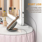 LED Lighted Mirror with 3-Mode Adjustable Brightness, 10X Magnification, USB Charging Port, and Touch Control – 80 x 62 cm — view 6