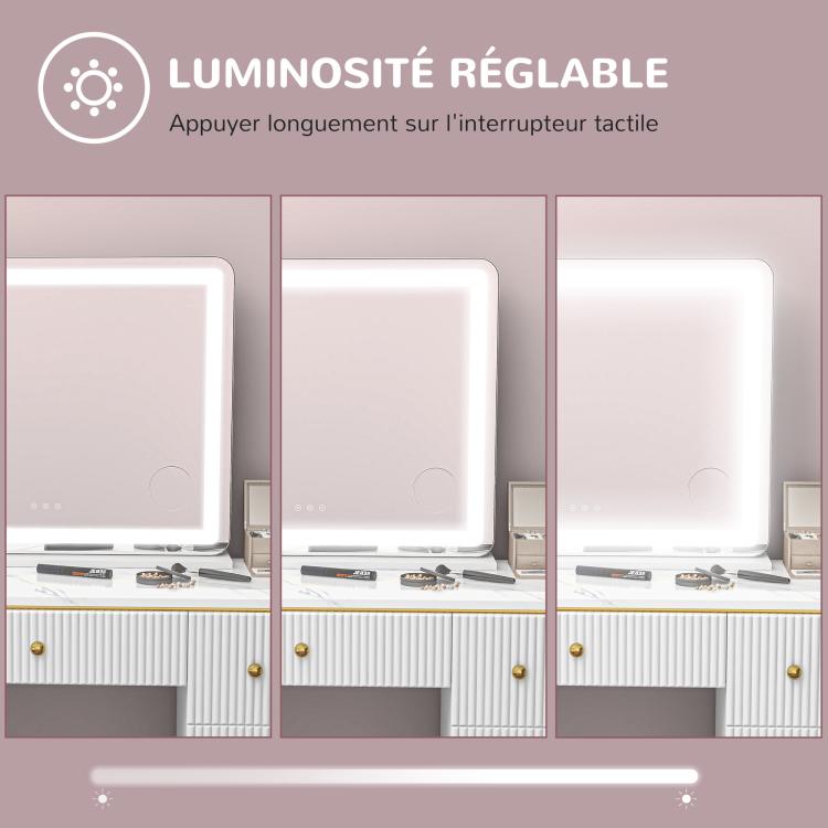 LED Lighted Mirror with 3-Mode Adjustable Brightness, 10X Magnification, USB Charging Port, and Touch Control – 80 x 62 cm — view 8