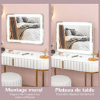 LED Lighted Mirror with 3-Mode Adjustable Brightness, 10X Magnification, USB Charging Port, and Touch Control – 80 x 62 cm — view 10