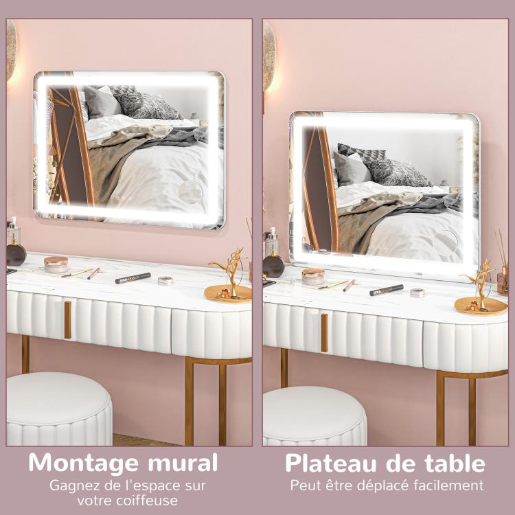 LED Lighted Mirror with 3-Mode Adjustable Brightness, 10X Magnification, USB Charging Port, and Touch Control – 80 x 62 cm — view 10